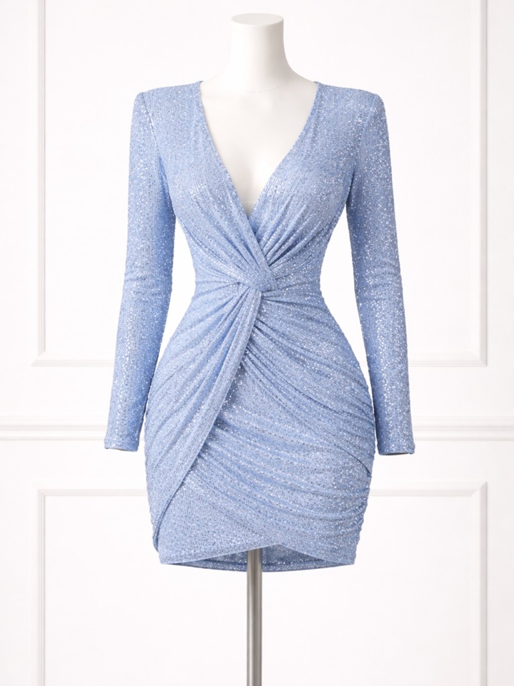 Elegant Blue Sequin Dress